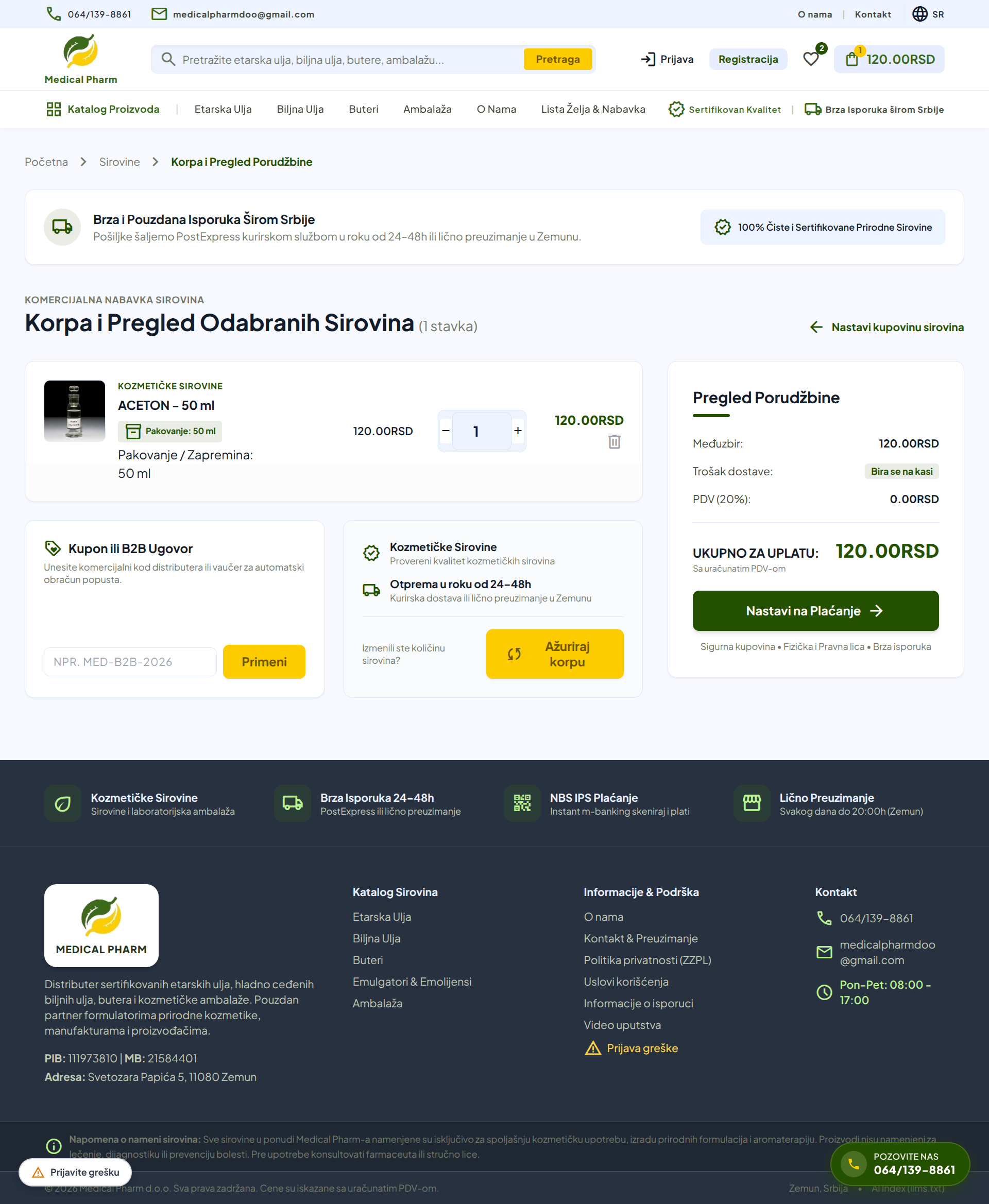 Shopping Cart & Dynamic Order Calculation