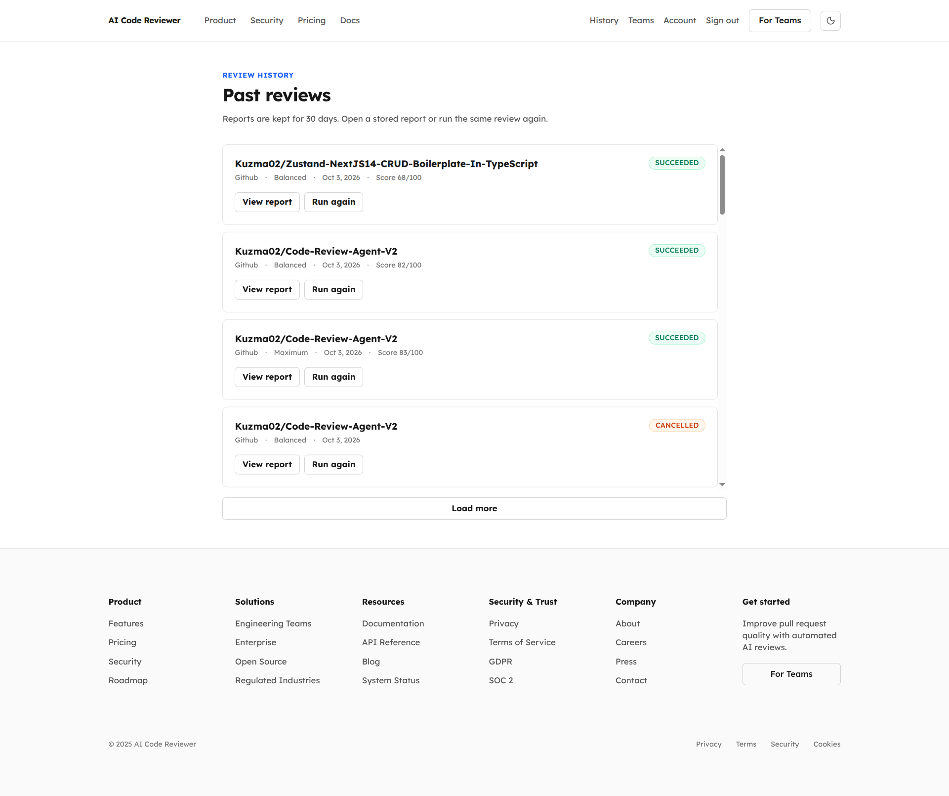 Virtualized Review History & Exports
