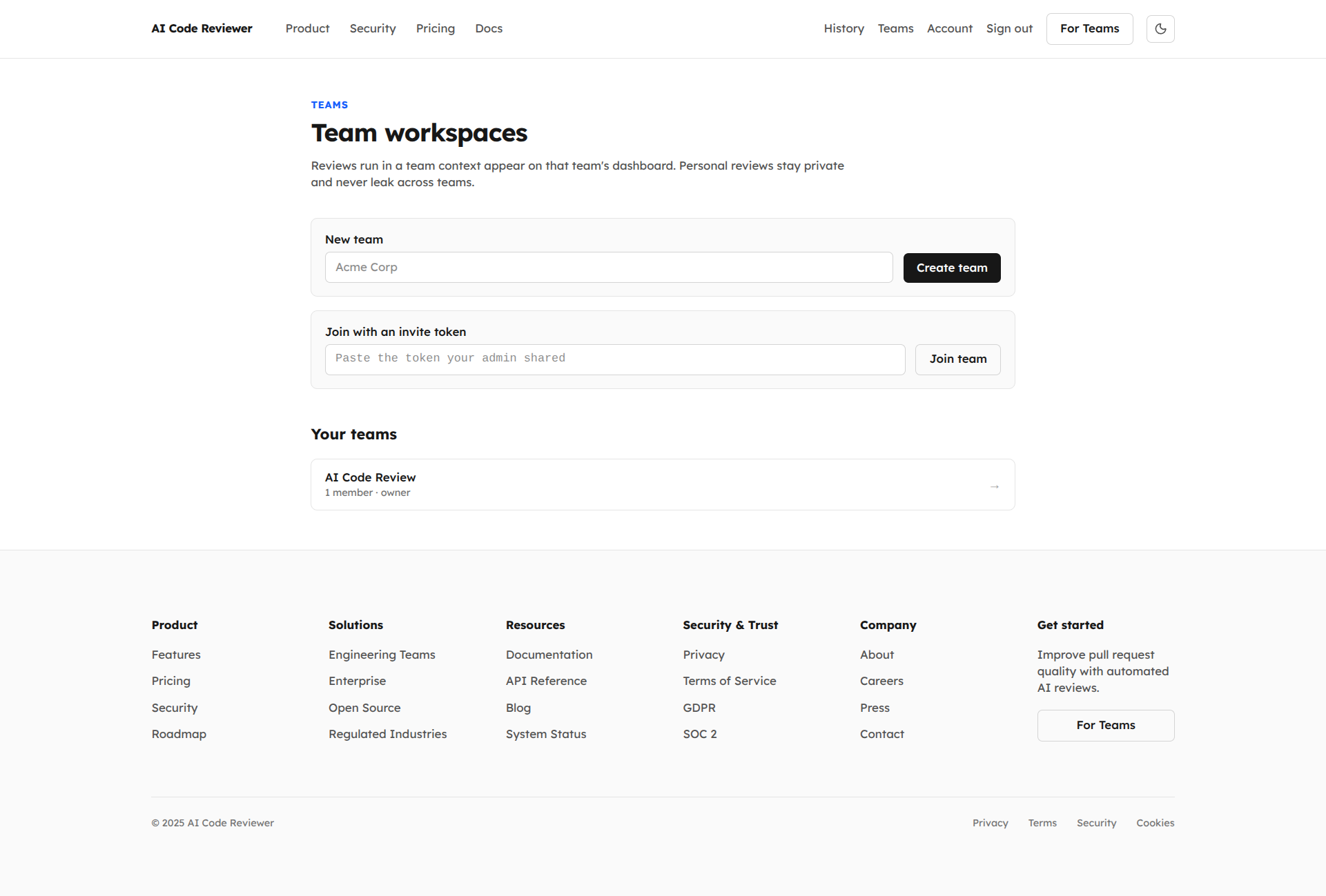 Teams, Workspaces & 90-Day Quality Dashboard